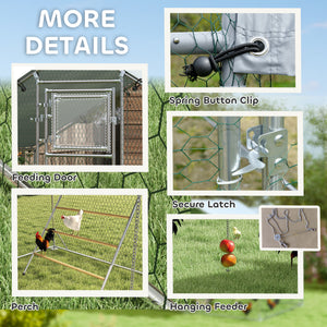 Enclos à poules en métal grand format avec housse imperméable et résistante aux UV