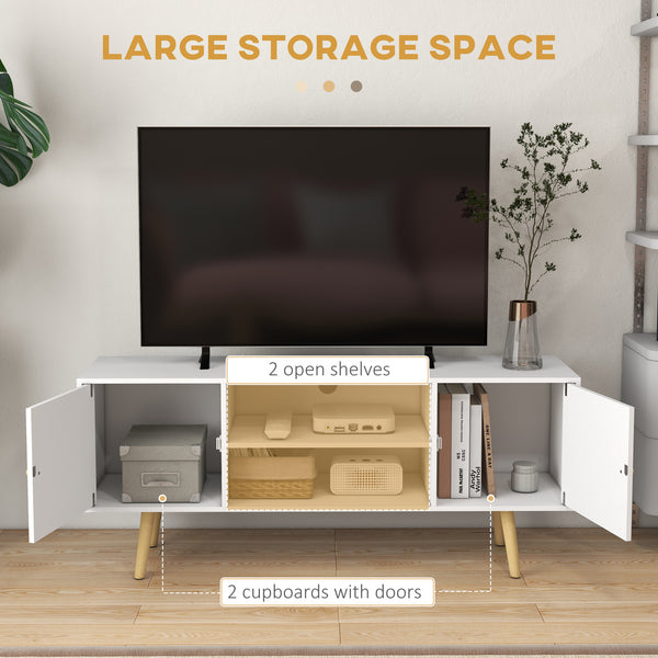 Meuble pour téléviseurs jusqu'à 55 pouces avec étagères de rangement, blanc