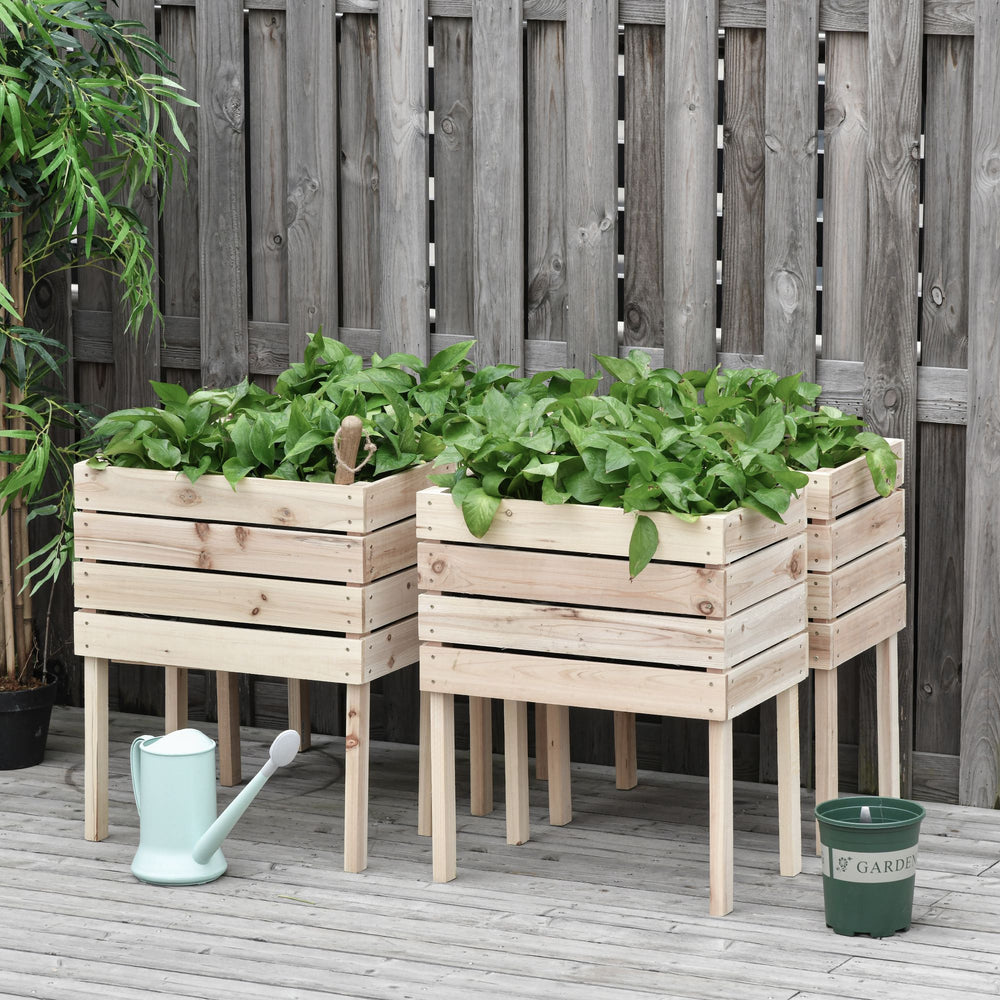 Lot de 4 bacs surélevés en bois pour jardin