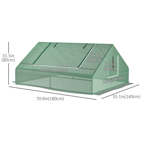 Portable mini greenhouse with 2 large windows and ground stakes