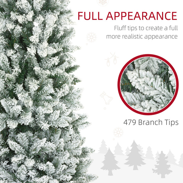 Sapin de Noël crayon de 6 pieds givré vert avec 479 branches et base en métal