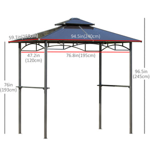 Outsunny 8' x 5' Barbecue Grill Gazebo Tent Outdoor BBQ Canopy with Side Shelves Double Layer PC Roof Aluminum |