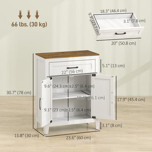 Armoire de salle de bain avec tiroir, blanc et noyer