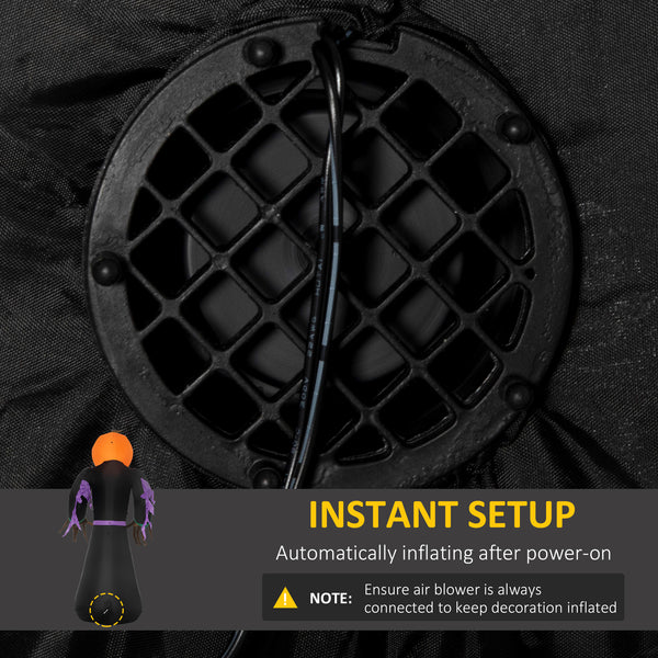 Homcom Décoration gonflable d'Halloween de 2,1 m, Faucheuse de citrouilles, Affichage LED d'extérieur