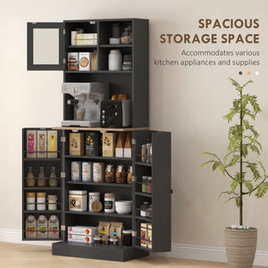 169 cm high kitchen cabinet with adjustable shelves, black