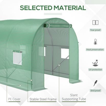 Outsunny Outdoor Plant Grow Tunnel: 11.5 x 6.6 Warm Greenhouse with Roll-Up Door