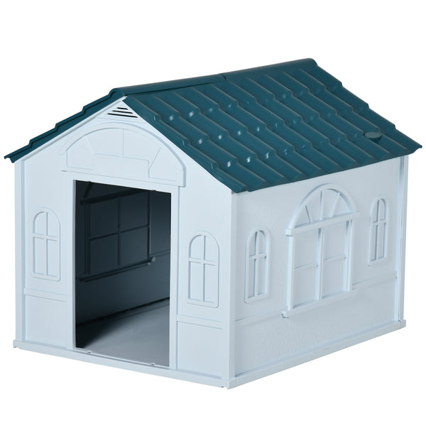 Outdoor plastic dog house with vents