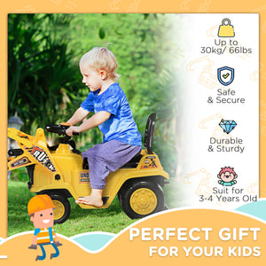 Self-propelled excavator without engine, with realistic sound and storage, for children aged 2 to 4 years, 83 x 27 x 39 cm, yellow