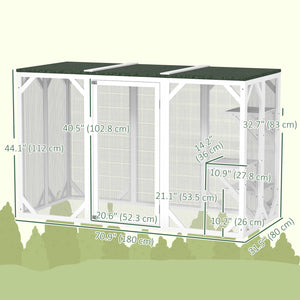 Enclos pour chat avec toit étanche, plateformes à plusieurs niveaux, verrou, blanc