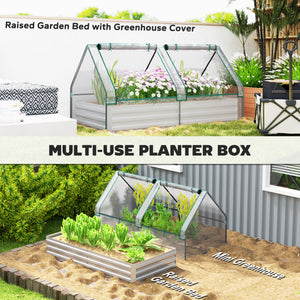 Jardinière surélevée en métal avec couvercle intégrée pour herbes aromatiques et légumes, transparente et argentée