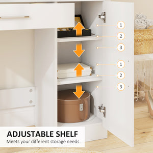 Coiffeuse avec miroir, meuble de maquillage avec tiroir, étagères réglables