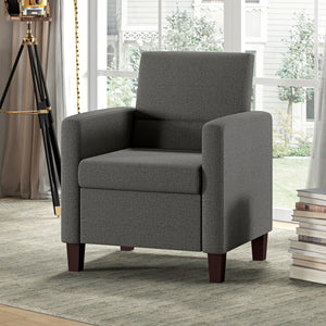 Fauteuil en tissu avec coussin d'assise et patins antidérapants, gris foncé