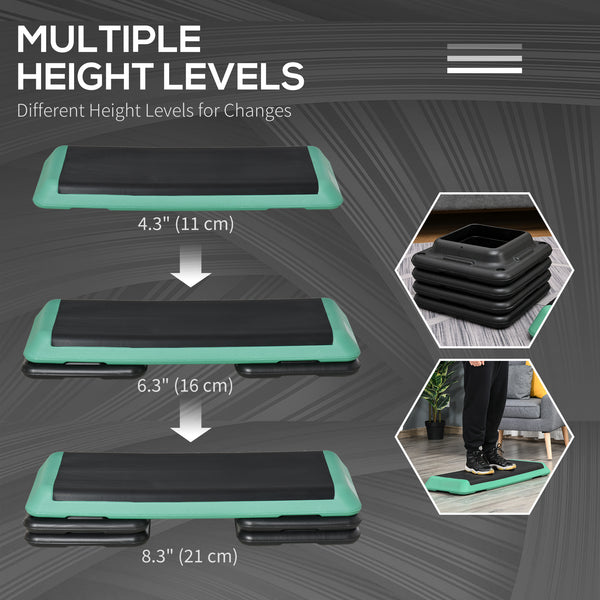 Stepper d'aérobic réglable de 43" à 3 niveaux noir et vert