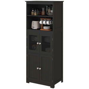 Buffet avec étagère, 4 portes avec étagère réglable, noir