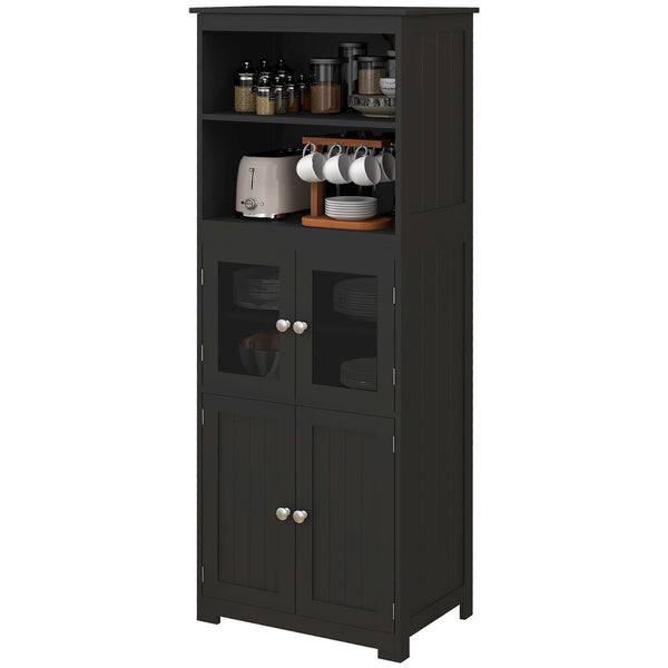 Buffet avec étagère, 4 portes avec étagère réglable, noir
