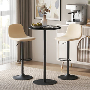 Modern round bar table with steel frame, black