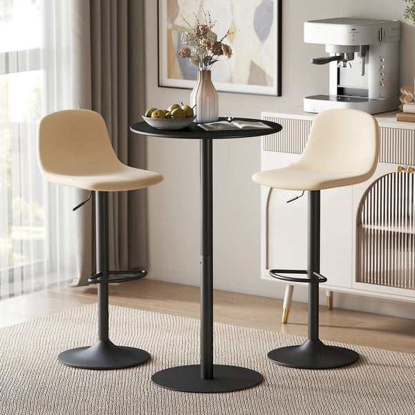 Modern round bar table with steel frame, black