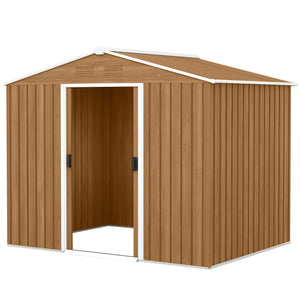 Metal garden shed with lockable sliding doors and ventilation