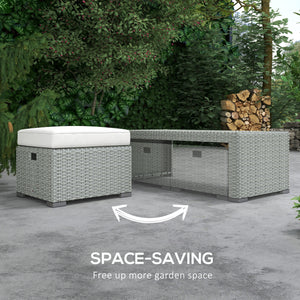6 Pieces Patio Furniture Set, Outdoor rattan Sectional Furniture with recliner, for Lawn Garden Backyard