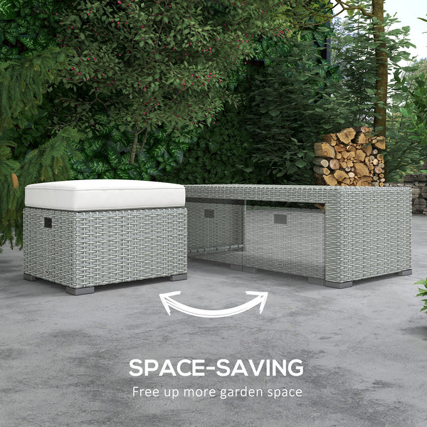 6 Pieces Patio Furniture Set, Outdoor rattan Sectional Furniture with recliner, for Lawn Garden Backyard