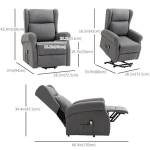 Fauteuil releveur inclinable électrique avec repose-pieds, gris