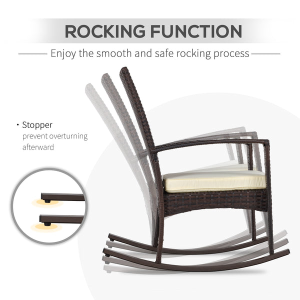 Ensemble de jardin 3 pièces en résine tressée, blanc crème