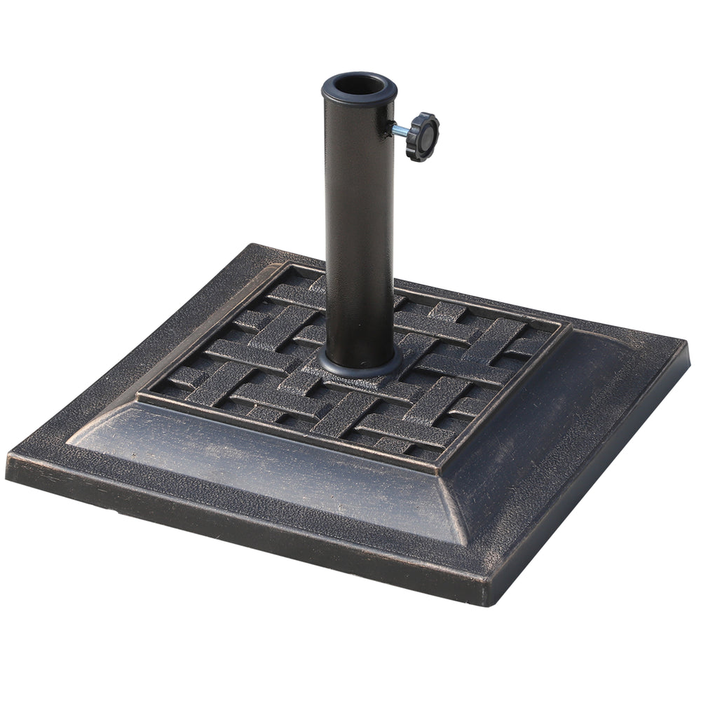 Support de parasol de patio en résine 20 lb avec base revêtue et poteau carré, Bronze
