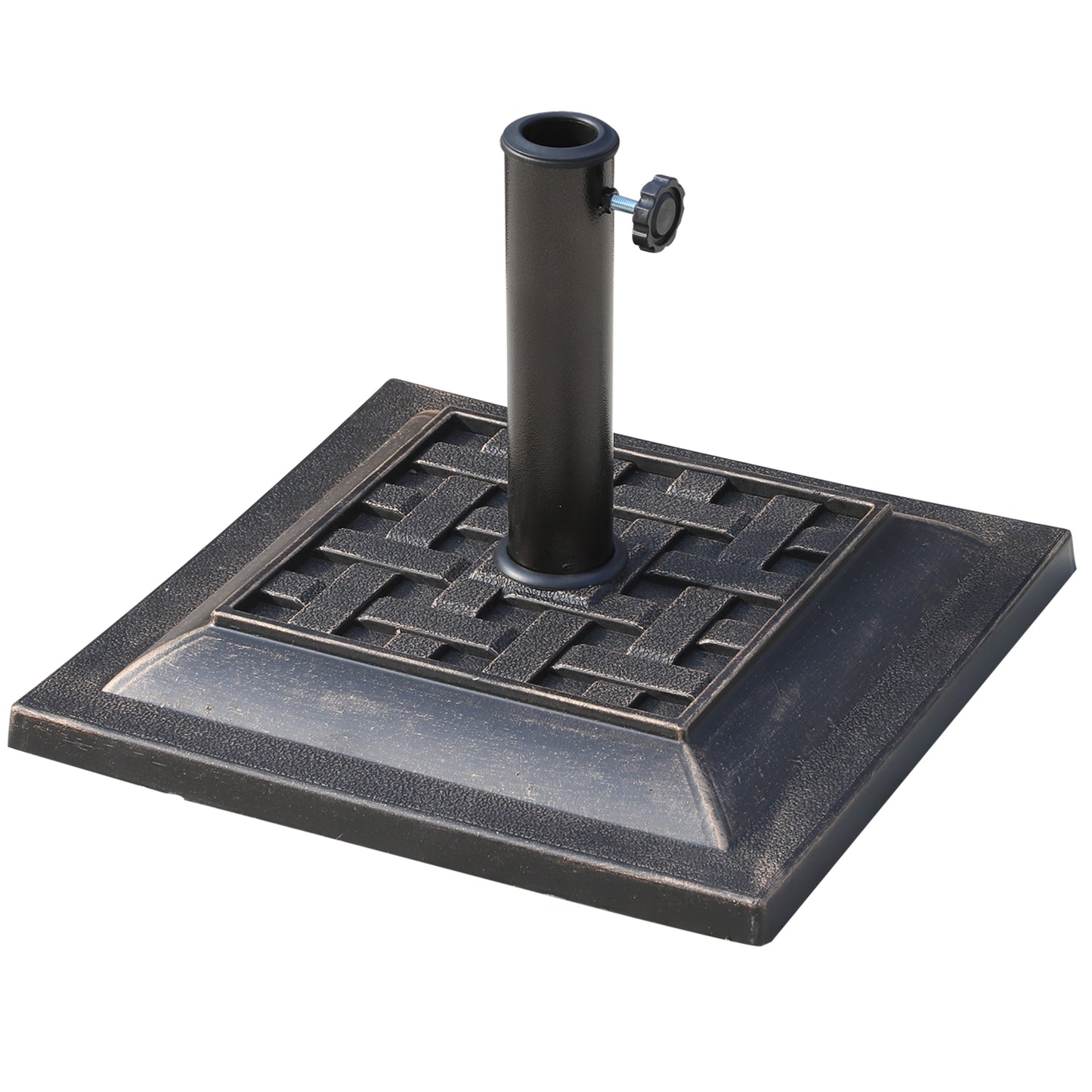 Support de parasol de patio en résine 20 lb avec base revêtue et poteau carré, Bronze