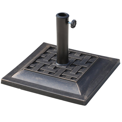 Support de parasol de patio en résine 20 lb avec base revêtue et poteau carré, Bronze