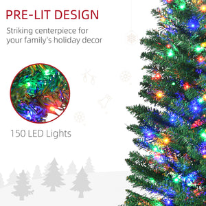 Sapin de Noël artificiel mince de 6 pieds avec lumières LED colorées