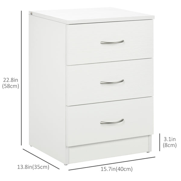 Lot de 2 tables de chevets modernes avec 3 tiroirs, blanc