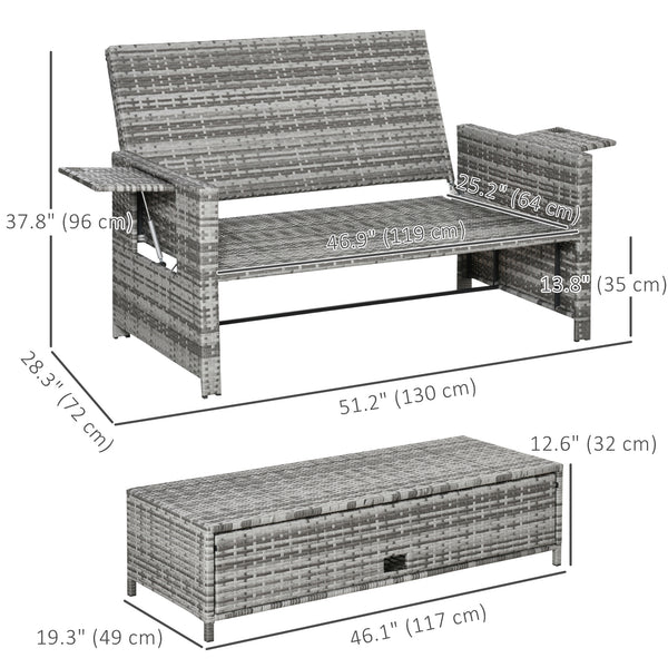 Ensemble de jardin convertible en lit, gris