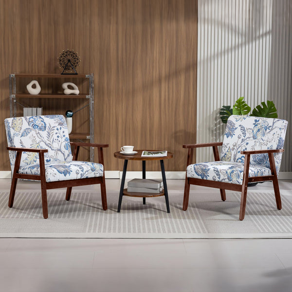 Lot de 2 fauteuils d'appoint modernes avec assise rembourrée, revêtement aspect lin
