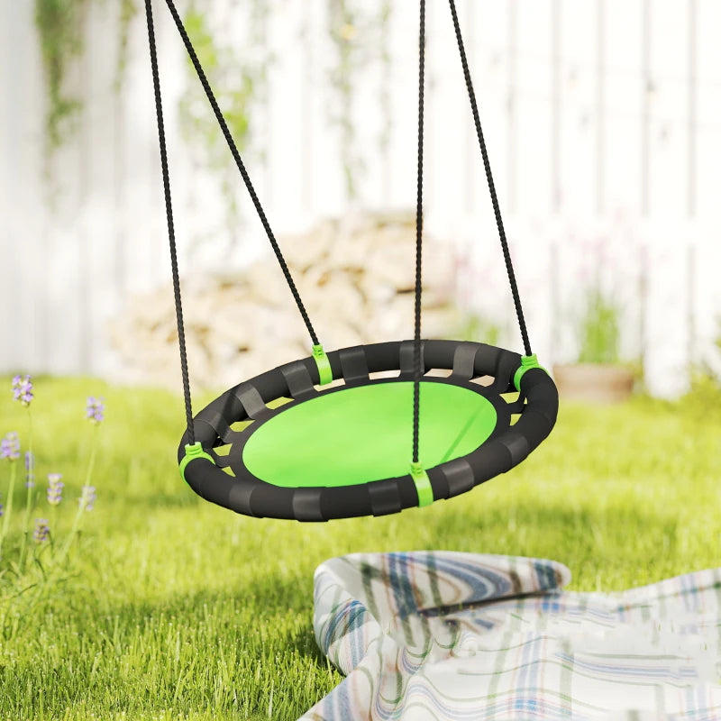 Balançoire de 61 cm avec soucoupe et cordes de suspension réglables, verte