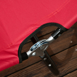 Set of 2 Folding Outdoor Lounge Chair, Sun Tanning Chairs with Reclining Back, Breathable Mesh for Beach Patio, Red