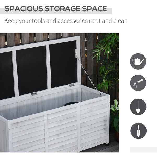 Coffre de rangement en bois pour terrasse, résistante aux intempéries, blanc