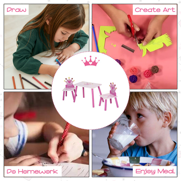 Set of 3 wooden chairs for children from 2 to 4 years old, pink