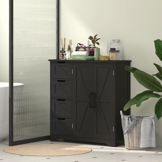 Meuble de salle de bain de style campagnard avec étagère réglable, noir