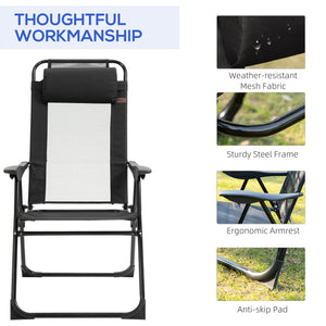 Ensemble de 4 chaises de camping, noir