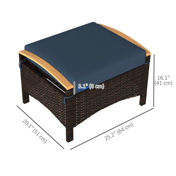 2-piece wicker garden set with removable cushion, blue