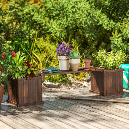 Outsunny Raised Garden Bench Planter for Patio and Park, 175 x 38 x 40 cm, Carbonized