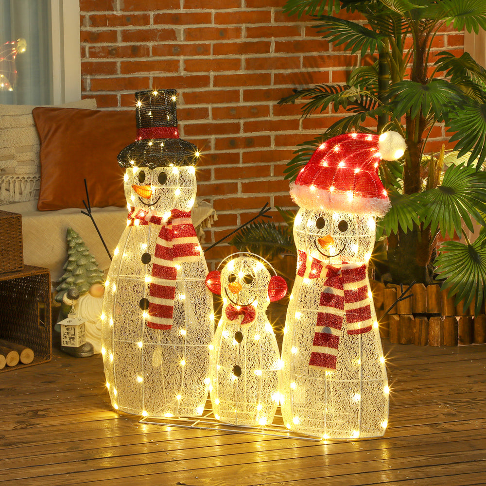 Lot de 3 bonhommes de neige lumineux