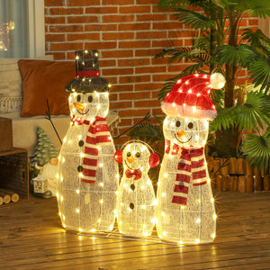 Lot de 3 bonhommes de neige lumineux
