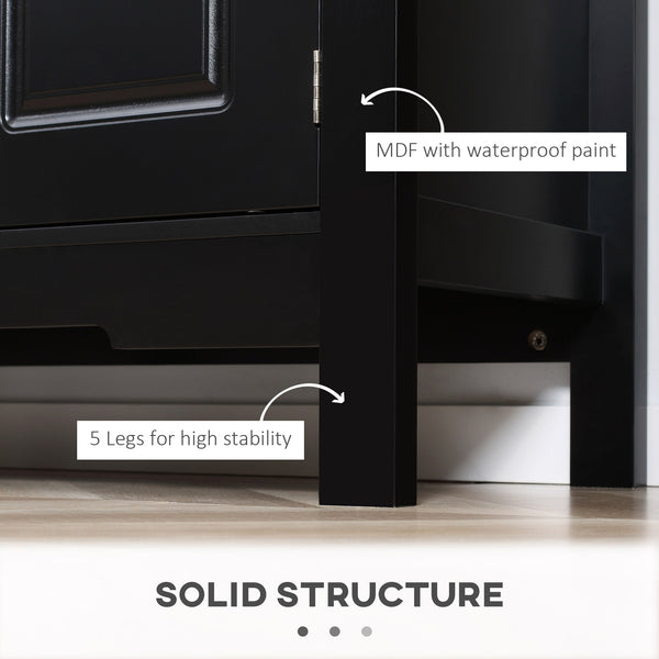 Sideboard Buffet Cabinet, 46" Kitchen Storage Cabinet with Wine Rack and Drawer, Coffee Bar Station, Black