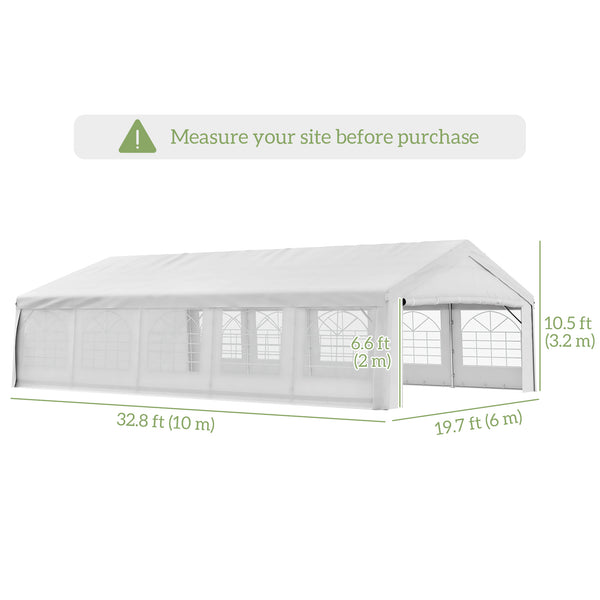Tente de réception extérieure 8,9 x 5 m avec parois amovibles Blanc