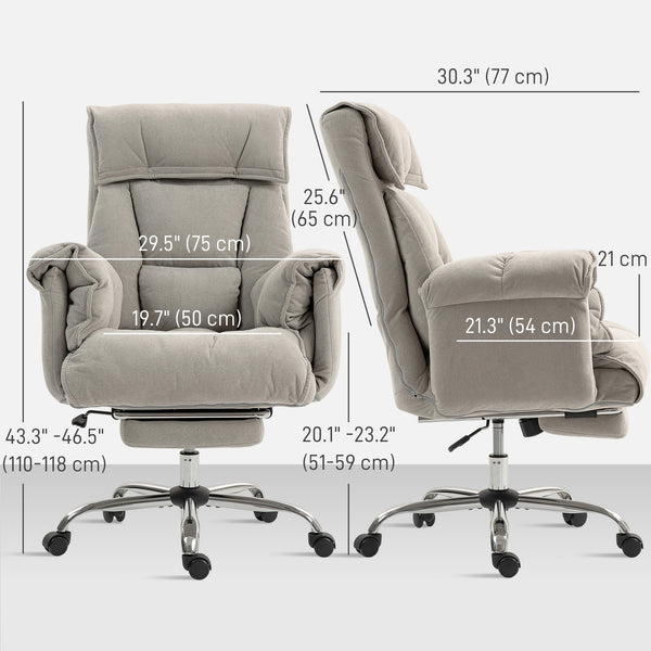 Chaise de bureau à dossier haut inclinable avec repose-pieds et roulettes pivotantes