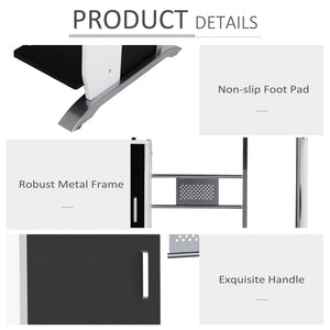 Bureau d'ordinateur avec plateau pour clavier et support pour unité centrale, noir et blanc