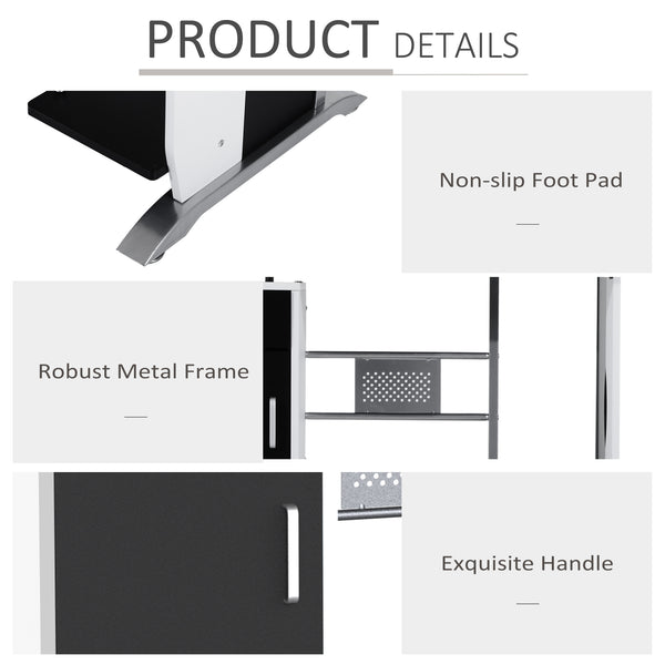 Bureau d'ordinateur avec plateau pour clavier et support pour unité centrale, noir et blanc