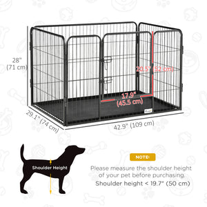 4-Panel Pet Playpen with Double-Latch Door, Grey