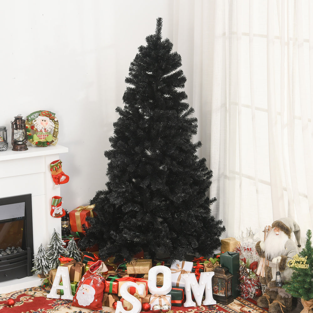 Sapin de Noël artificiel noir de 6 pieds non éclairé